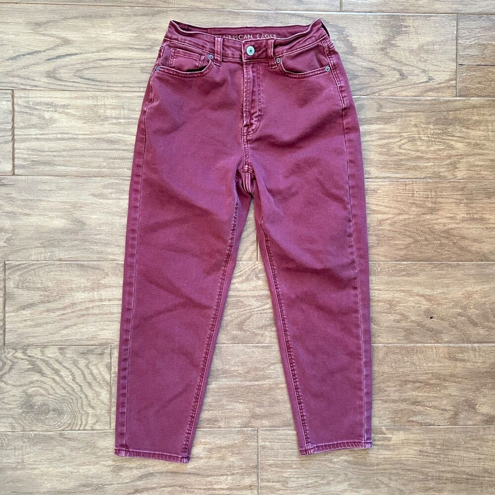 American Eagle Jeans Size 0 X-Short Red Mom Jean Straight Leg